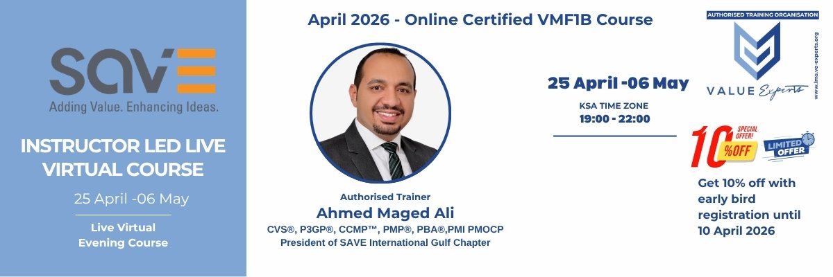 “Value Methodology Fundamentals 1-B – Approved by SAVE International”